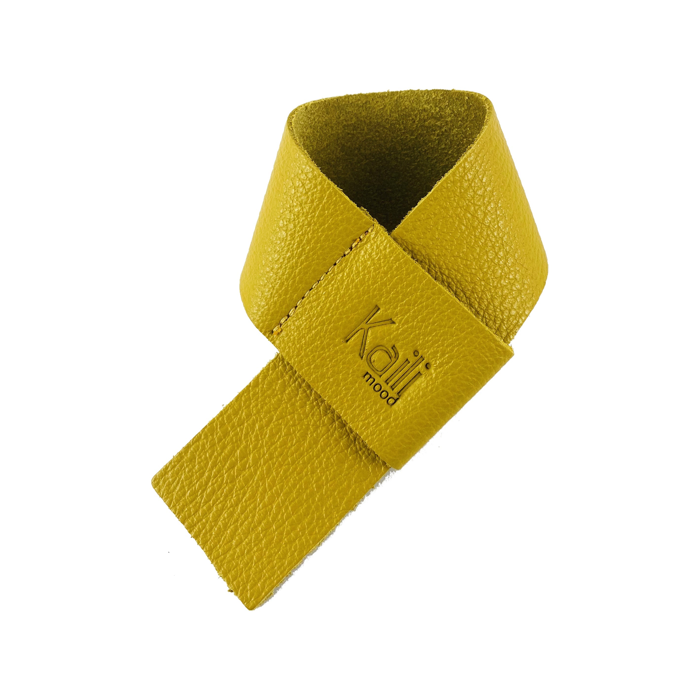 K0010RB | Bottle saver Made in Italy from genuine full grain leather, dollar grain - Yellow color. Dimensions: 27 x 4 x 0.5 cm.  Packaging: rigid bottom/cover Gift Box