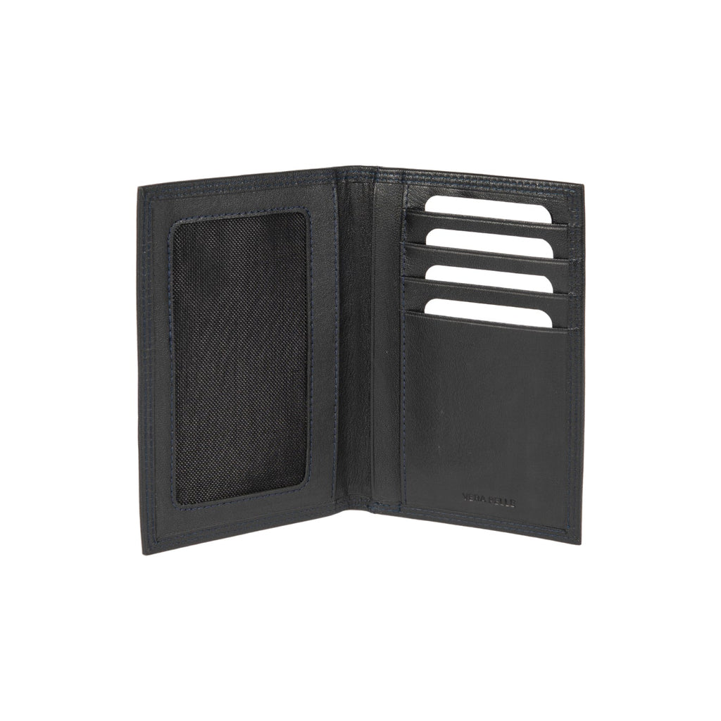 K10222AB | Document Holder + Passport in genuine full-grain leather, with light grain. Black color. Size when closed: 10 x 14 x 1 cm - Packaging: hard bottom/cover Gift Box