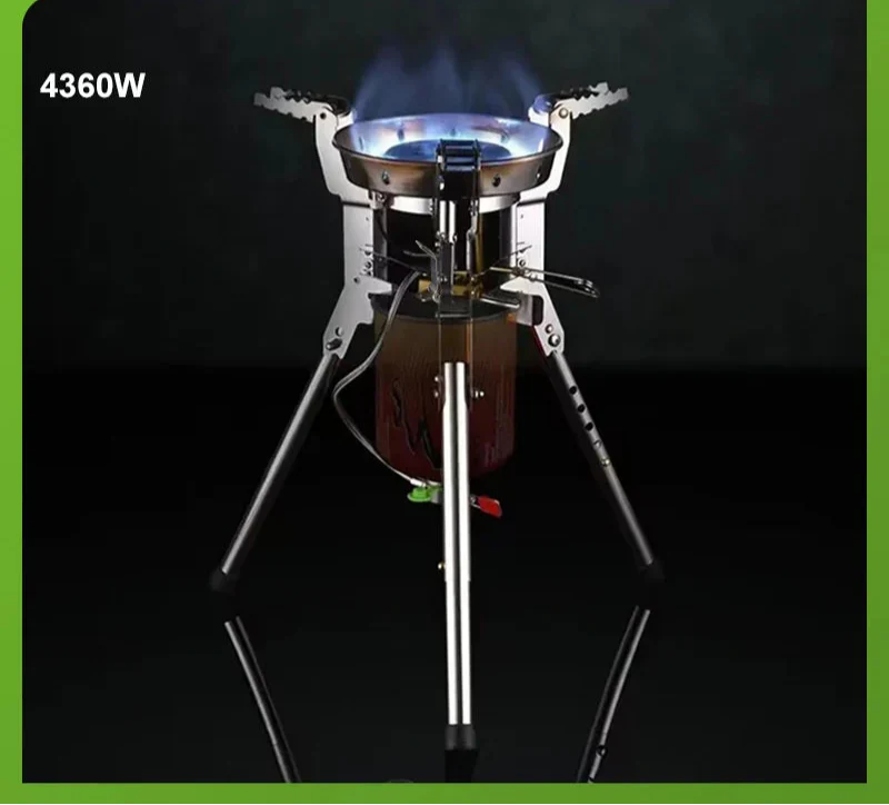 Adjustable Height Outdoor Gas Stove Foldable Windproof Burner Silver