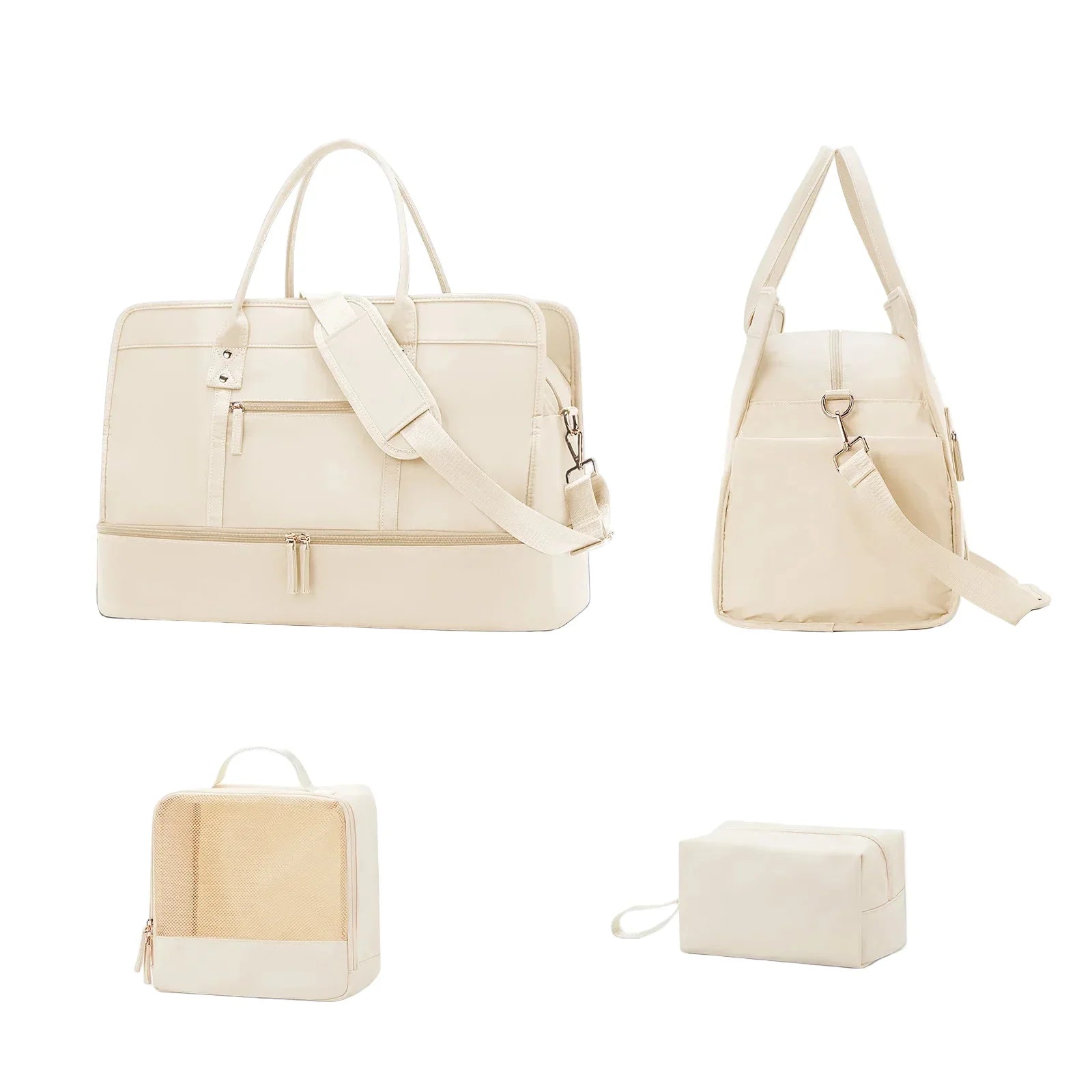 Luggage Travel Bag with Clothes and Toiletry Bag (Beige)