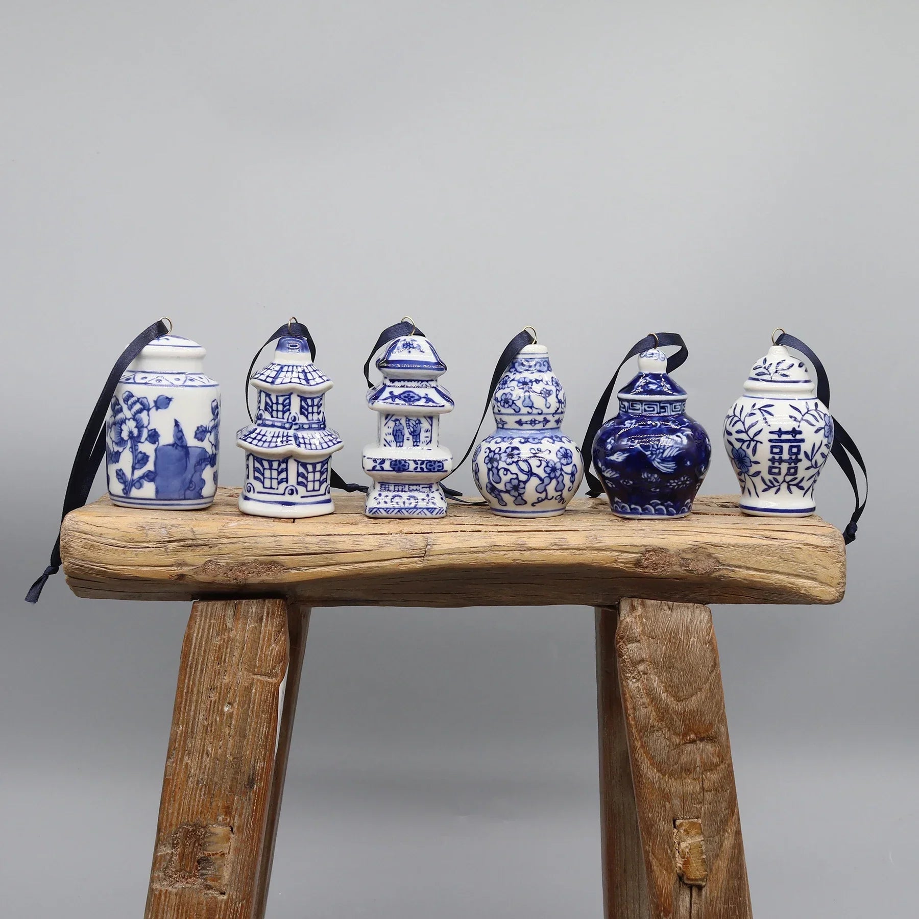 Set of 6 Ceramic Hanging Ornaments