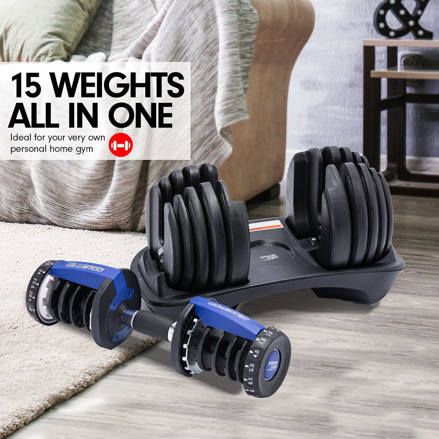 NNEDSZ  24KG Adjustable Home Gym Dumbbell - Blue